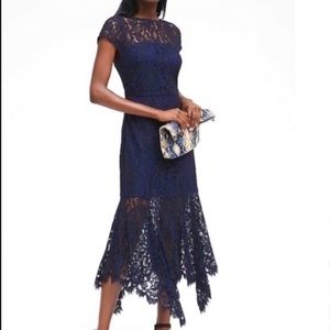 NWT Banana Republic navy lace asymmetrical dress